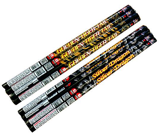 Golden Tiger Tail and Silver Dragon Roman Candle